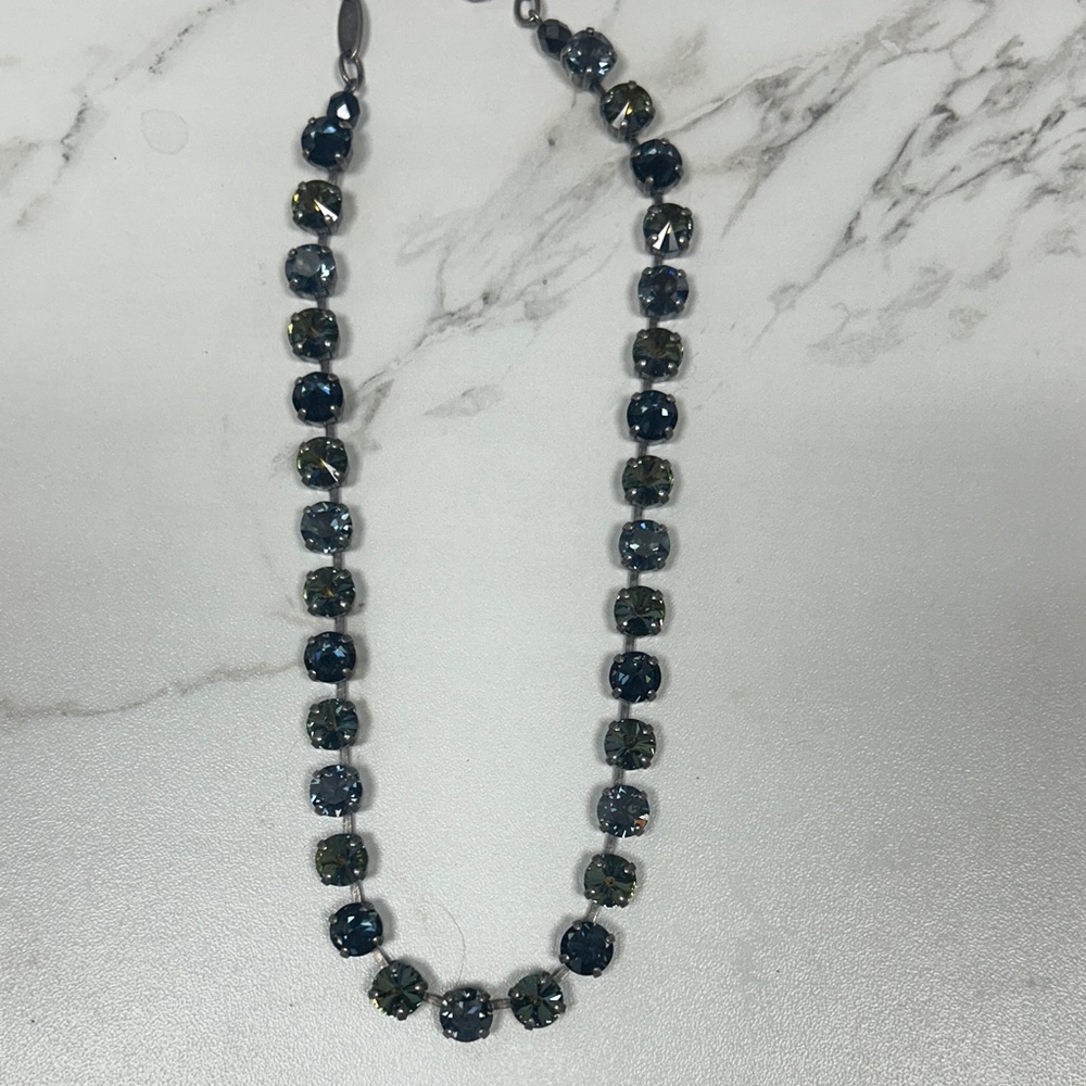 Sabika Blue and Green Crystal Tennis Necklace
